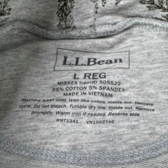 L.L.Bean Womens L Tunic Pullover Cowl Neck Green Pine Print - Picture 2 of 5